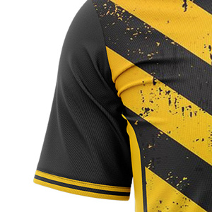 Custom Sublimated Soccer Jersey <b>Men</b> Black Yellow Striped Crew Neck Short Sleeve Moisture Wicking Lightweight Color Blocked - Product Image 3