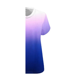 T-shirt long à col rond brodé pour femmes, taille plus, manches courtes, 100% coton biologique, toile respirante, écologique, bleu, décontracté - Product Image 5