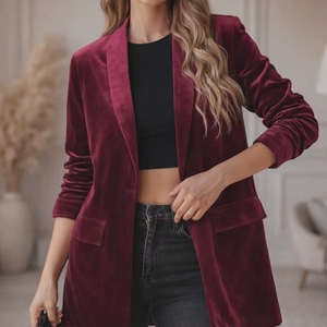 Blazer en velours style baroque, veste cintrée des années 80 |   Noir - Product Image 1
