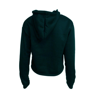 Sudadera con Capucha Corta Negra para Mujer, Corte Regular, Color Sólido, Manga Larga, Tejida, para Otoño - Product Image 3