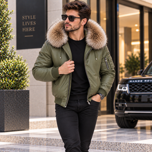 Chaqueta de Cuero Tipo Bomber a Cuadros con Capucha para Hombre de Lujo |   Chaqueta de Cuero para Hombre |   Chaqueta de Cuero |   Chaqueta de Cuero para Hombre |   Chaqueta de cuero para hombre - Product Image 5