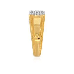 Bright Machismo <b>Men</b> Diamond <b>Ring</b> 18K Yellow Gold Rectangular Diamond Cluster <b>Ring</b> <b>for</b> Women Wide Band Round Brilliant Diamond - Product Image 4