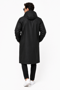 Custom Long Hooded Waterproof Polyester <b>Raincoat</b> <b>Men</b> Windproof Outdoor Workwear Fleece Lining All Season Custom Logo OEM ODM - Product Image 3