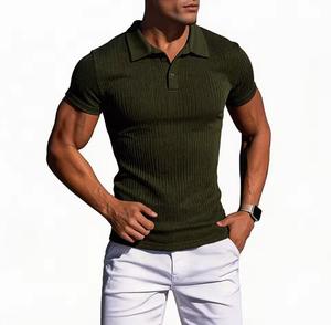 Chemise à manches courtes pour homme, style preppy, anti-rides, couleur unie, en coton tricoté, respirante, coupe classique - Product Image 4