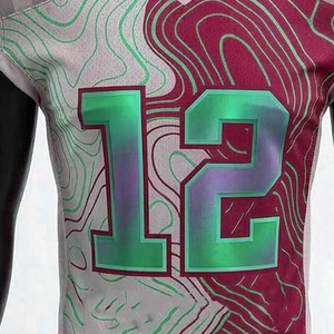 Maillot de football américain d'été pour homme, sublimé, dégradé de couleurs, col en V, manches courtes, en maille respirante, en polyester, anti-humidité - Product Image 6