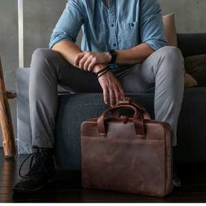 Sac à main en cuir véritable pour homme, sacoche pour ordinateur portable, sac à bandoulière, sac messager, sac de voyage, sac de bureau, grande capacité - Product Image 6