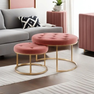 Taburete otomano de metal único para sentarse, muebles para sala de estar, taburete de oficina, taburete otomano de terciopelo, taburete reposapiés, puffes, decoración del hogar - Product Image 3