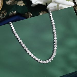 Luxurious 14KT Plain Gold Tennis Necklace <b>Iced</b> <b>Out</b> Round Cut Moissanite Diamond Choker Anniversary Fine Jewelry Women - Product Image 2