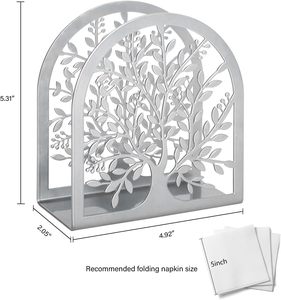 Porte-serviettes vertical en métal argenté, décoratif en forme de feuille, distributeur de serviettes en papier, support de table pour cocktails, organiseur de salle à manger - Product Image 2