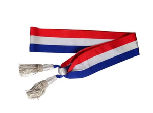 Tricolor Sash Red White Blue Scarf with Silver Tassels Echarpe Tricolore Deputy Style - Product Image 6