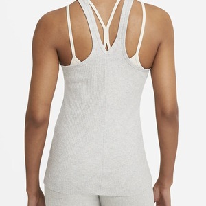 Camiseta sin mangas corta de algodón acanalado blanco para mujer con logo personalizado, ideal para verano - Product Image 6