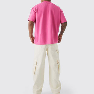 Camisetas al por mayor 100% algodón de alto gramaje para hombre, estilo desgastado, con lavado ácido, estampado digital y costuras, camisetas lisas de gran tamaño. - Product Image 4