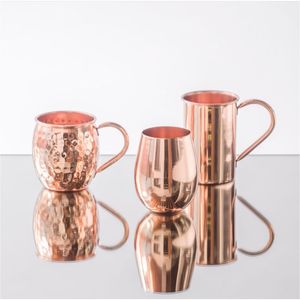 Handmade Hammered Pure Copper Mug Moscow Mule Copper Cup with Brass Handle Food Grade 16oz <b>Metal</b> Beer Stein Cocktail Barware - Product Image 4