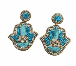 Boucles d'oreilles pendantes brodées de perles, bijoux fantaisie, broderie à la main de perles de rocaille, multicolores, pour fête, unisexe, par MD HANDICRAFTS - Product Image 2