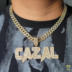 จี้เพชรโมอิสซาไนต์ฮิปฮอป "CELLO" พร้อมสร้อยคอแบบ Cuban Link ชุบทองคำขาว สำหรับผู้ชาย - Product Image 5