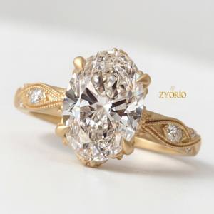 Diamante Cultivado en Laboratorio de Corte Ovalado de Moda, Claridad VS, 1.00-3.00 CT, Oro Sólido de 14K/18K, para Compromiso, Boda, Fiesta, Aniversario - Product Image 3