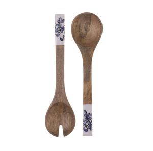 Ensemble de saladiers en émail au design célèbre, en bois naturel avec poignée imprimée en émail, pour servir la salade, à prix de gros avantageux - Product Image 1