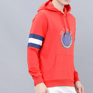 Sweat-shirt à capuche rouge pour homme, coupe classique, 100% coton lourd, imprimé personnalisé, avec motif de basket-ball, à rayures - Product Image 6