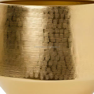 Jardinière dorée en métal texturé de haute qualité pour bureau à domicile et restaurant - Product Image 3