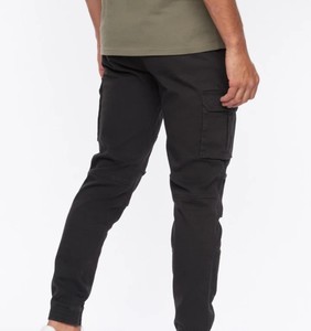 Men's Elastic Waist Solid Lightweight Canvas Cargo Summer <b>Trousers</b> with <b>Drawstring</b> Closure - Product Image 1