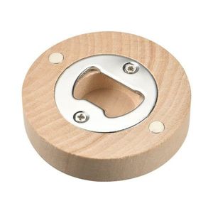 Custom Logo Engraved Magnetic Bamboo Beer Bottle <b>Opener</b> Coaster Great Fridge Gifts for Kitchen Parties Weddings Made of Wood - Product Image 6