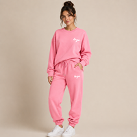 Ensemble pantalon et sweat-shirt en coton marron pour femme, col rond, coupe ample, couleur unie, tenue décontractée de jogging avec impression de logo, vêtements d'automne