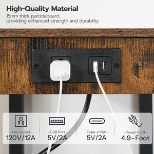 ชั้นวางเครื่องพิมพ์แบบ 2 ชั้นใต้โต๊ะพร้อมแท่นชาร์จ ชั้นวางของประหยัดพื้นที่ขนาดเล็ก รถเข็นแล็ปท็อปแบบพกพา - Product Image 3