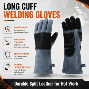Gants de soudage VECTOR épaissis à coupe courte, en cuir de vachette craquelé, pour soudeurs, adaptés au soudage MIG, TIG et à l'argon - Product Image 5