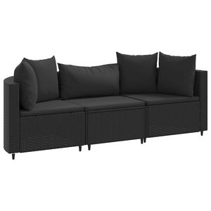 Set di 3 Divani Neri da Esterno per Arredamento Giardino - Product Image 2