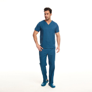 OEM Men Medical Scrub Uniform Cotton Worsted Fabric <b>Doctor</b> <b>Set</b> Custom Hospital Clothing Design Mens Scrub Suits Customized - Product Image 3