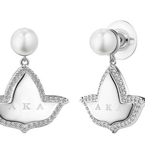 Boucles d'oreilles pendantes en forme de feuille avec perles blanches argentées et garniture en cristal, design élégant, bijoux de mode pour femmes - Product Image 4