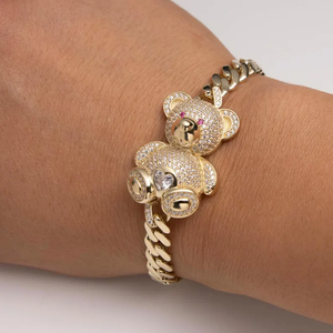 Bracelet chaîne en alliage plaqué or avec ours de dessin animé et strass en cristal, mignon, unisexe, idéal pour un cadeau - Product Image 3