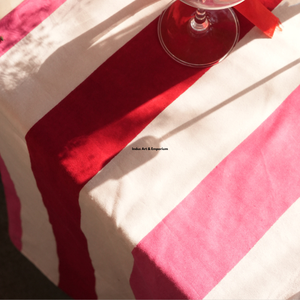 Striped Cotton Linen <b>Tablecloth</b> Rectangular Pink White Washable Home Use Simple Style - Product Image 4