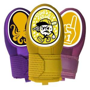 Gants de baseball Eoin Winston Sports, mitaines d'entraînement taille M, droitier/gaucher, violet jaune, tissu non tissé durable, pour le jeu - Product Image 1