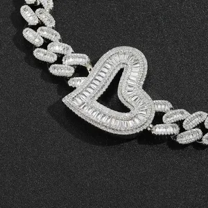 Collar de Plata de Ley Chapado en Oro con Zirconia, Estilo Hip Hop, Cadena de Eslabones Corazón de Melocotón y Amor, para Uso Diario, para Hombres y Mujeres, Venta al por Mayor B2B - Product Image 6