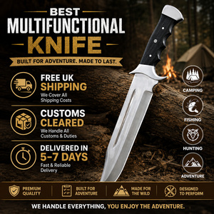 Cuchillo Bowie de Caza Duradero, Edición Especial, Acero Inoxidable con Funda de Cuero, Cuchillo de Supervivencia y Caza de Última Tendencia - Product Image 1