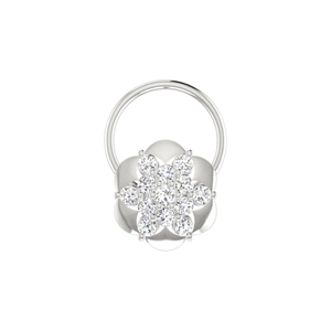 0.11 Carat Natural <b>Diamond</b> <b>Nose</b> Pin-14K Gold Round Brilliant Cut Ethnic Flower Design-HI Color VS-SI Clarity - Product Image 2