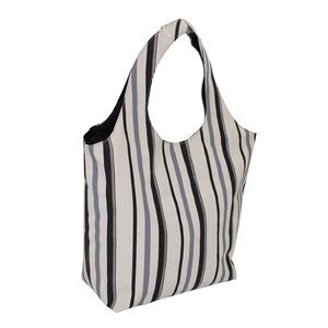 Sac hobo en toile naturelle 12 OZ avec doublure intérieure en tissu polyester, fermeture à bouton aimanté en tissu de jute d'un côté, motif rayé - Product Image 2
