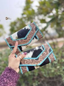 Cartera de Cuero de Vaca de Alta Calidad, Hecha a Mano, con Diseño Tallado, Elegante, Multiusos, Estilo Western - Product Image 4