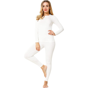 Sous-vêtements thermiques d'hiver fins et respirants en Spandex/Coton sans couture pour femmes à petite poitrine, personnalisables, type Long John - Product Image 1