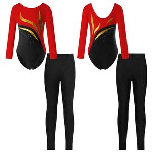 Tenue de danse de salon et de patinage artistique pour filles de 6 à 16 ans, justaucorps ajusté avec leggings, ensemble de gymnastique, costume de danse - Product Image 5