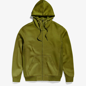 Sweat-shirt à capuche zippé vert olive pour homme, en molleton, double capuche, décontracté, sportswear, streetwear, personnalisable, vente en gros, OEM - Product Image 1