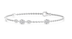 Luxurious 9K Rose Gold Lab Created Oval & Pear Drilled Diamond Station <b>Bracelet</b> 2.42 CTW - Product Image 4