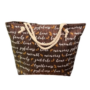 Bolso Tote de Cuerda de Cáñamo con Estampado Vintage, Bolso de Mano para Mujer, Versátil, para la Playa, con Correa para el Hombro - Product Image 1