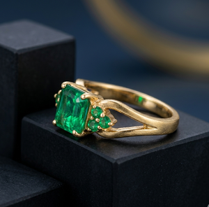 Green Onyx <b>Statement</b> <b>Ring</b> Multi Stone <b>Ring</b>, 925 Sterling Silver Gold Plated Handmade Jewelry Gift At Wholesale Price - Product Image 2