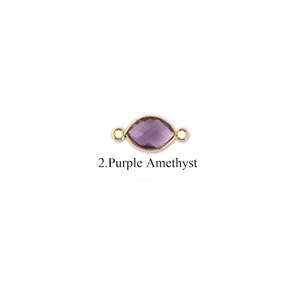 Amethyst Birthstone Gemstone Connector Gold Vermeil 925 Sterling Silver Pendant Connector Bezel Set Women Jewelry Gift For Her - Product Image 1