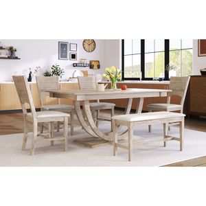 TOPMAX Set da Pranzo Moderno in 6 Pezzi, Tavolo da Cucina Semicircolare in Legno con Panca Lunga e 4 Sedie da Pranzo, Colore Naturale - Product Image 2