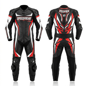 ชุดแข่งรถมอเตอร์ไซค์หนัง SpeedFreak แบบชิ้นเดียว สีดำแดง - Product Image 2