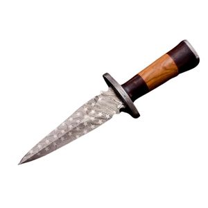 Cuchillo de Caza de Acero de Damasco con Punta Caída, Mango de Madera, Hoja Recta, Cuchillo Táctico de Supervivencia para Exteriores - Product Image 3