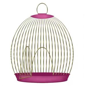 Jaula para Pájaros Cuadrada de Color Naranja en Metal con Aspecto Antiguo para Uso en Interiores, Decorativa y Elegante para Jardín - Product Image 6